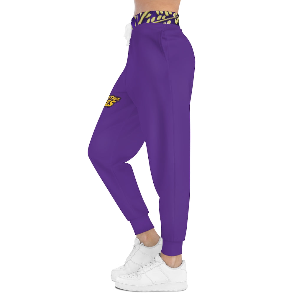 Catch These Vibes (Gold Letters) Purple Athletic Joggers (AOP)