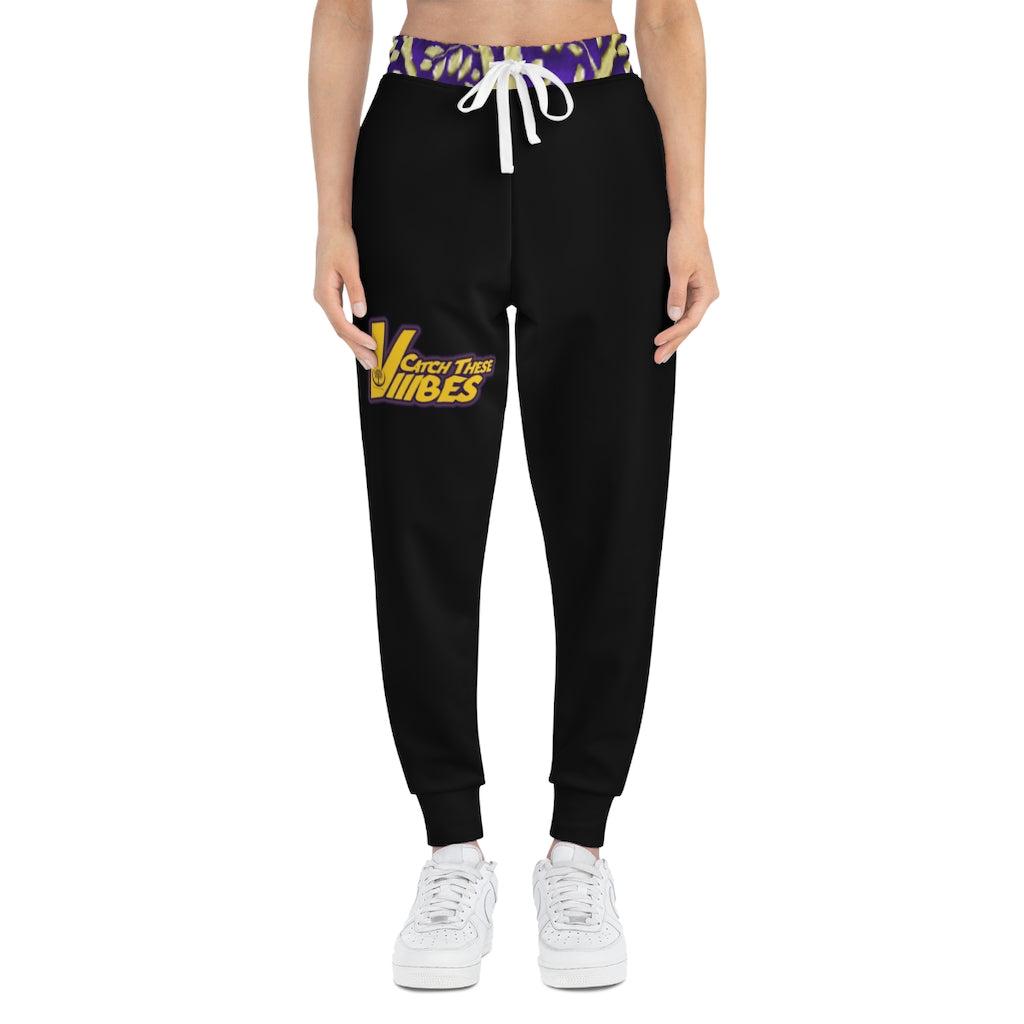 Catch These Vibes (Gold Letters) Black Athletic Joggers