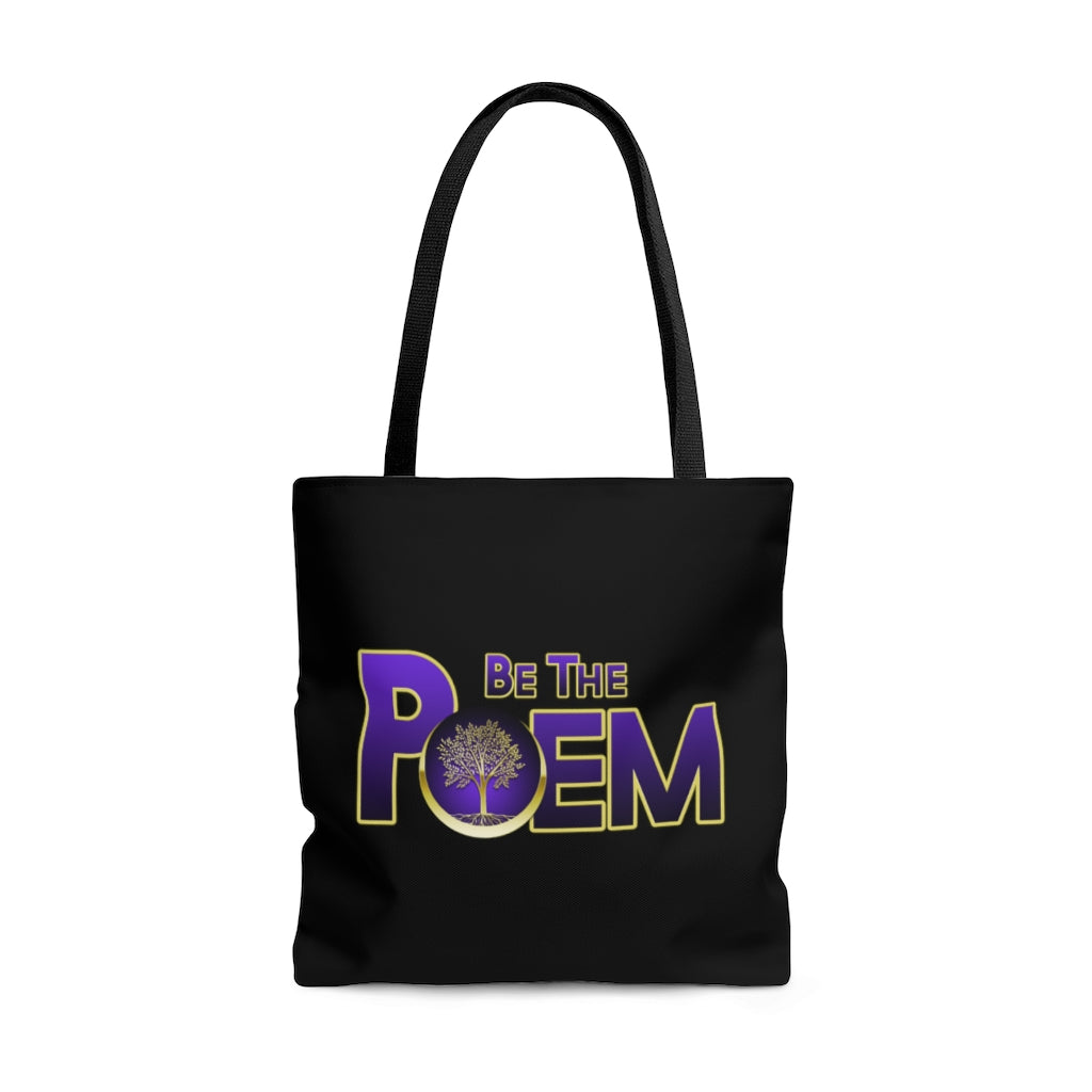 Be the Poem Black AOP Tote Bag