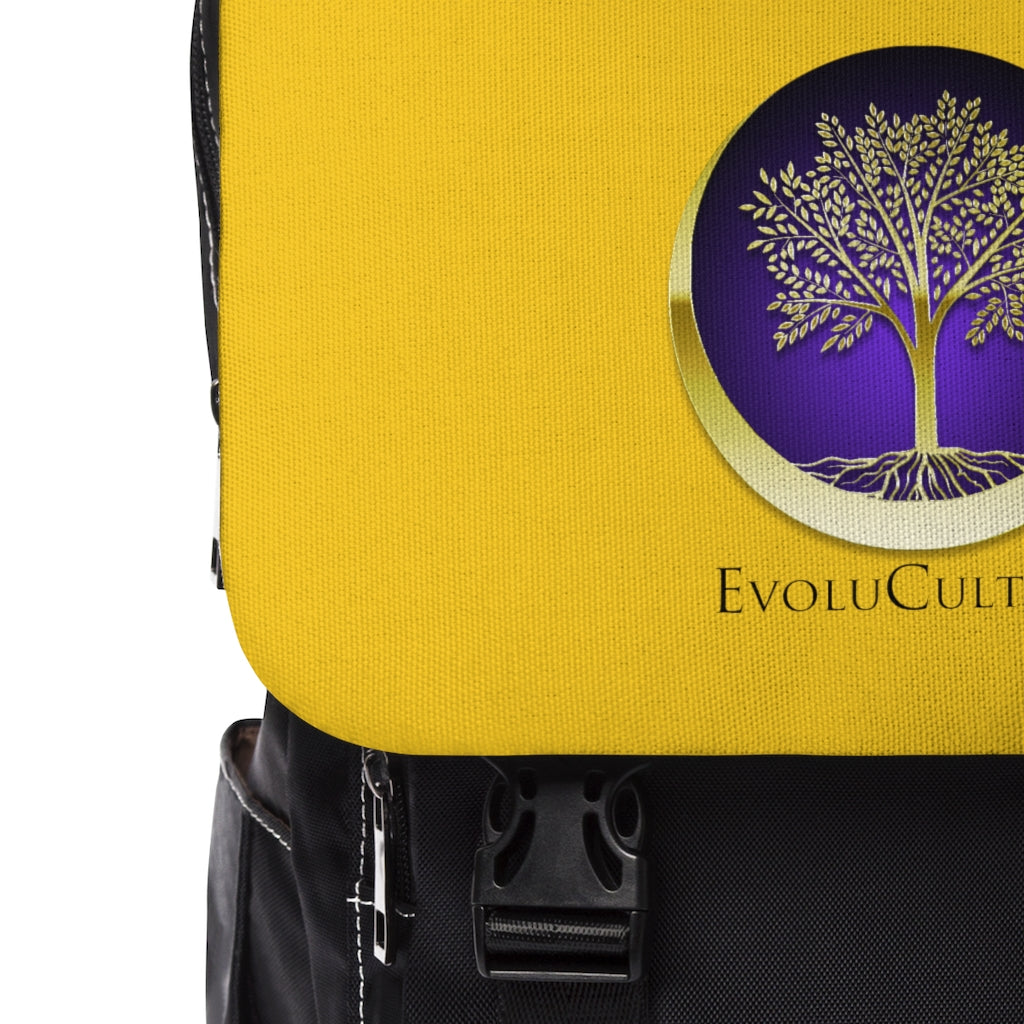 Yellow w/ Logo Unisex Casual Shoulder Backpack